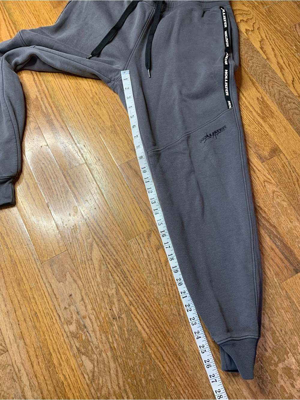 Hollister Grey Fleece Logo Tape Joggers Sweatpants Medium - Picture 6 of 8